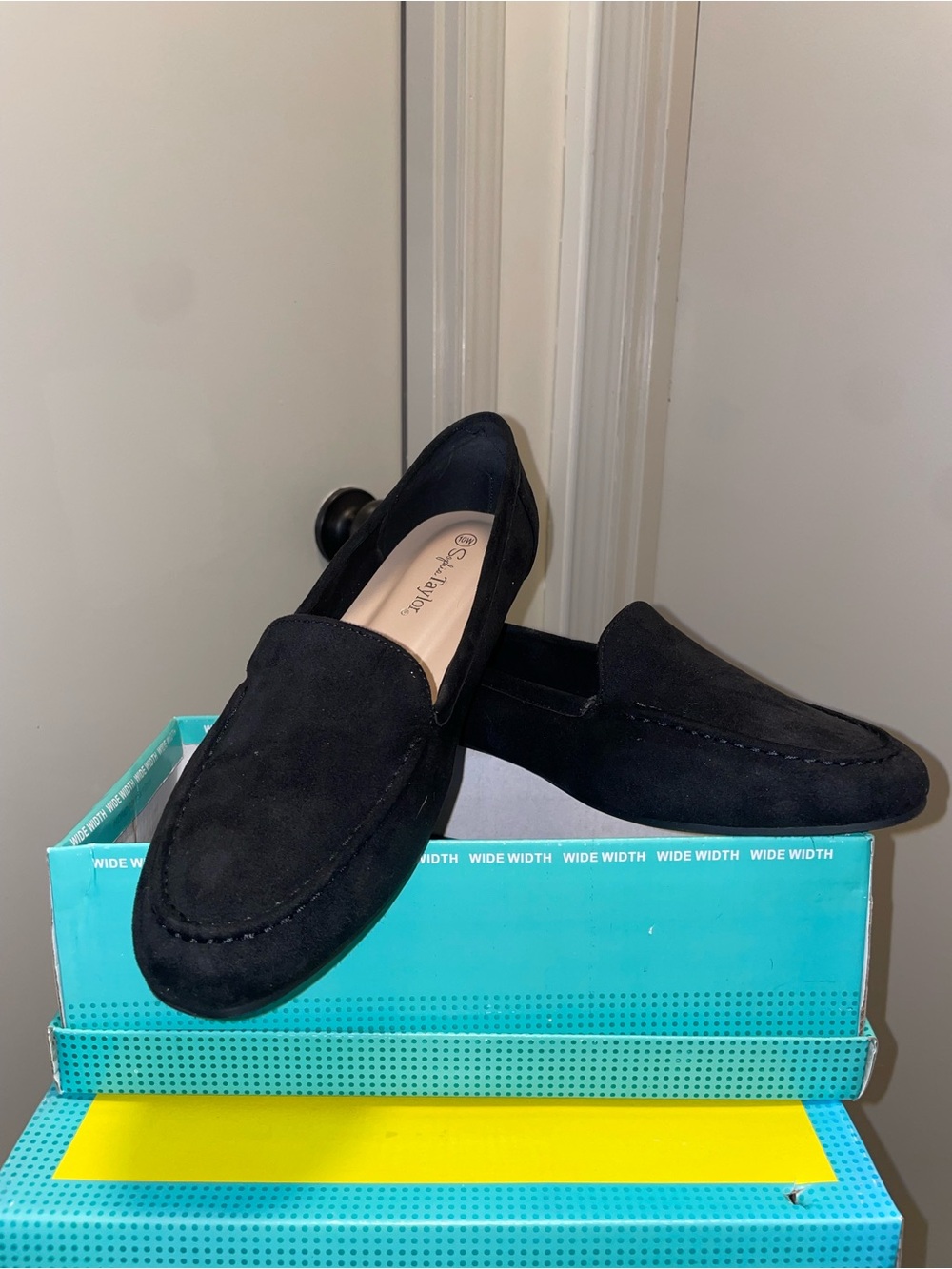 Black Suede Wide-Width Slip-On Loafers